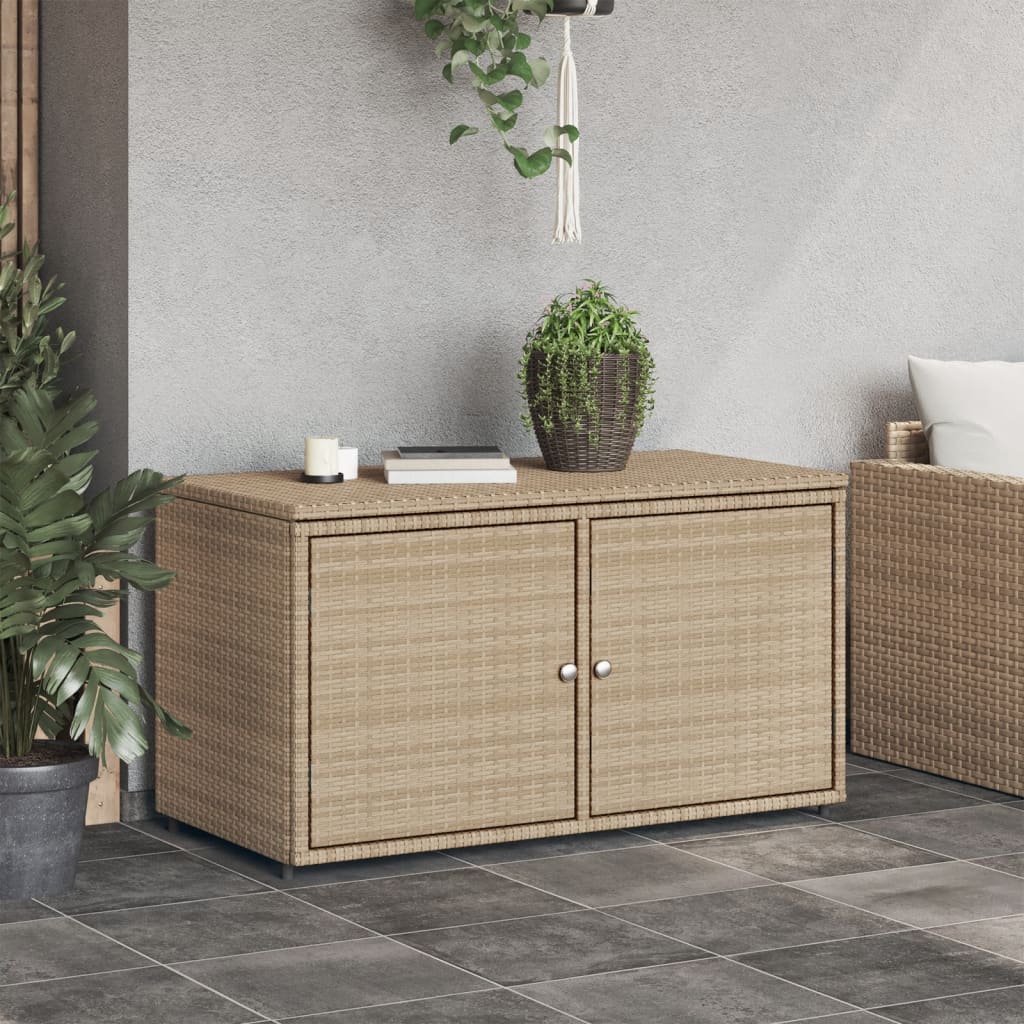 vidaXL bézs polyrattan kerti tárolószekrény 110 x 55 x 60,5 cm