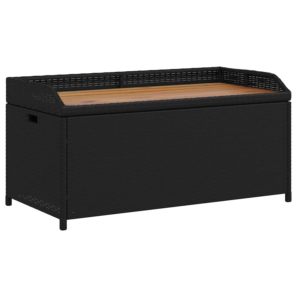 vidaXL Úložná lavice černá 100 x 50 x 52 cm polyratan a akáciové dřevo