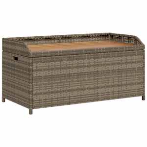 vidaXL hoiupink, hall, 100x50x52 cm, must, PE-rotang ja akaatsiapuit