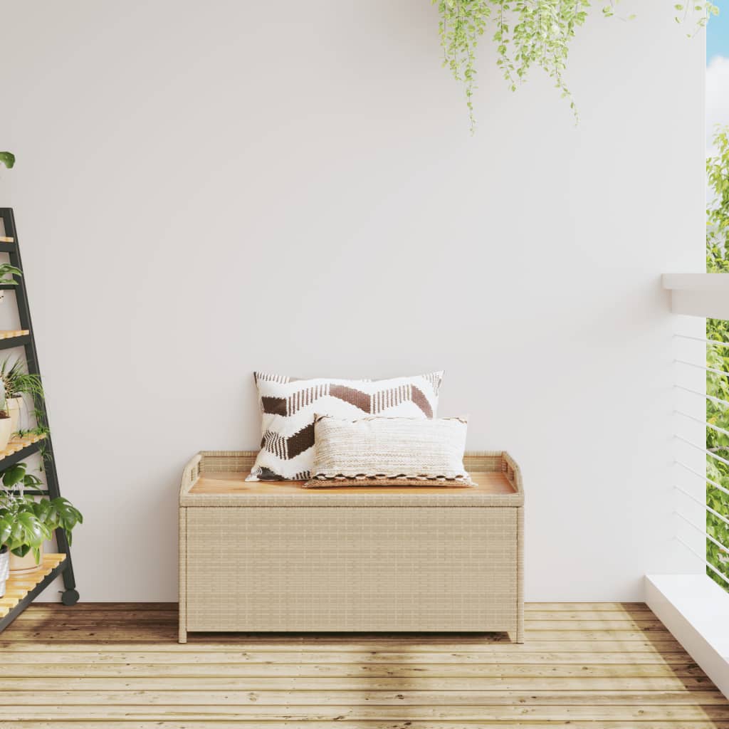 vidaXL Úložná lavica mix béžovej 100x50x52 cm polyratan akáciové drevo
