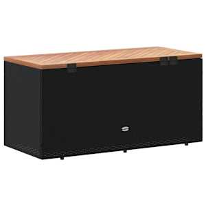 Zahradní úložný box černý 110x50x54 cm polyratan akáciové dřevo - obrázek 6