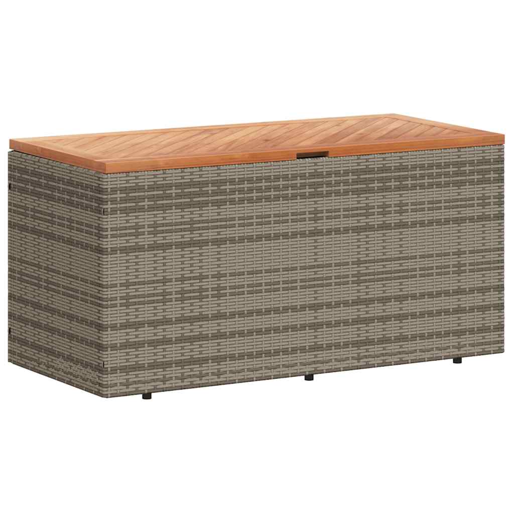 Thumbnail - vidaXL Gartentruhe Grau 110x50x54 cm Poly Rattan Akazienholz