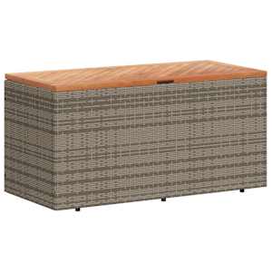 Zahradní úložný box šedý 110x50x54 cm polyratan akáciové dřevo - obrázek 2