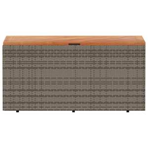Zahradní úložný box šedý 110x50x54 cm polyratan akáciové dřevo - obrázek 4