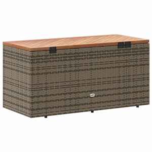Zahradní úložný box šedý 110x50x54 cm polyratan akáciové dřevo - obrázek 6