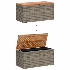 Zahradní úložný box šedý 110x50x54 cm polyratan akáciové dřevo - obrázek 7
