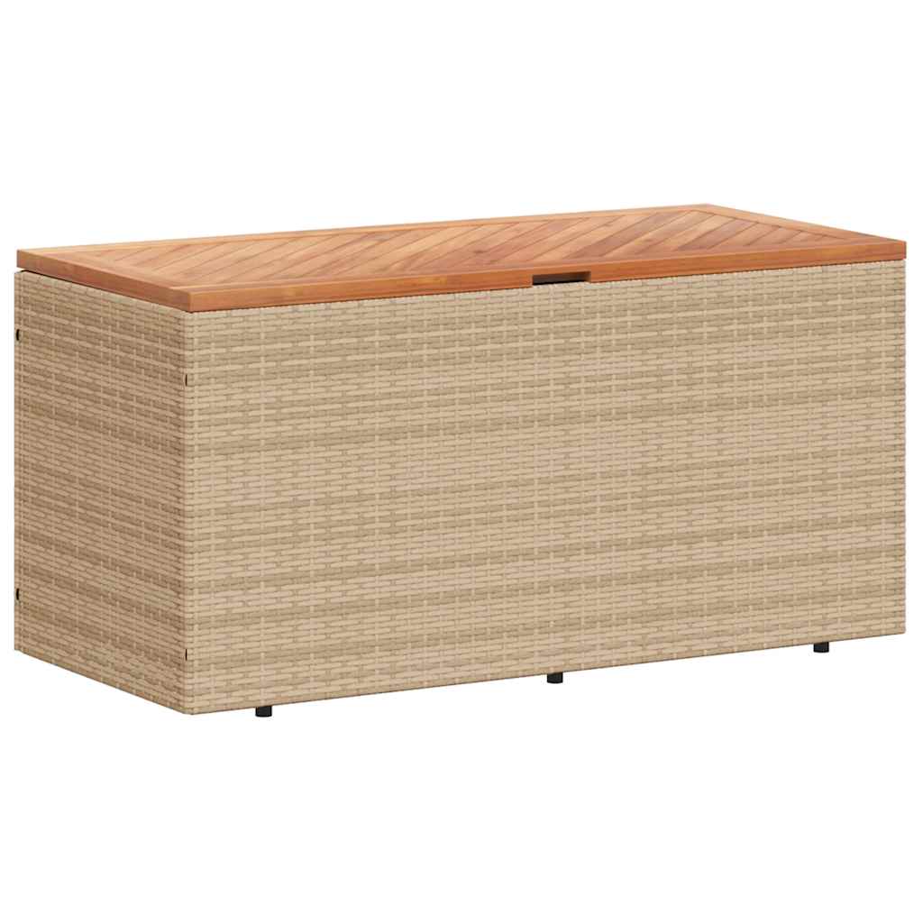 Thumbnail - vidaXL Gartentruhe Beige 110x50x54 cm Poly Rattan Akazienholz