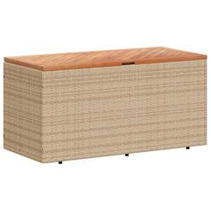 Zahradní úložný box béžový 110x50x54 cm polyratan a akácie - obrázek 2