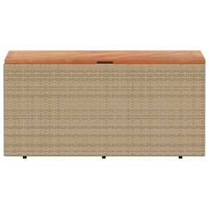 Zahradní úložný box béžový 110x50x54 cm polyratan a akácie - obrázek 4