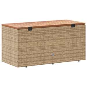 Zahradní úložný box béžový 110x50x54 cm polyratan a akácie - obrázek 6