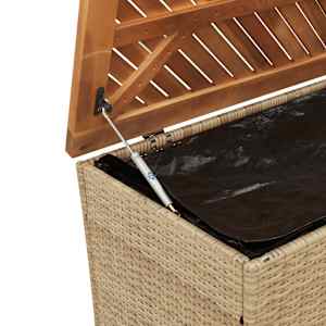 Zahradní úložný box béžový 110x50x54 cm polyratan a akácie - obrázek 8