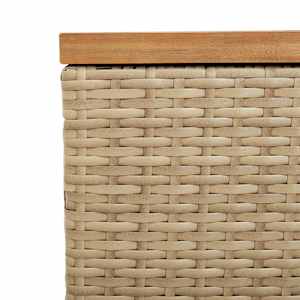 Zahradní úložný box béžový 110x50x54 cm polyratan a akácie - obrázek 9