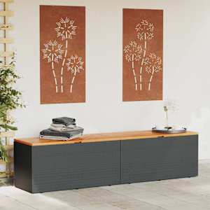 Zahradní úložný box černý 220x50x54 cm polyratan akáciové dřevo - obrázek 3