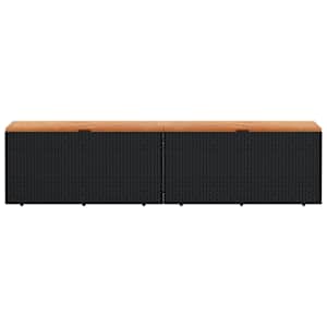 Zahradní úložný box černý 220x50x54 cm polyratan akáciové dřevo - obrázek 4