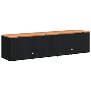 Zahradní úložný box černý 220x50x54 cm polyratan akáciové dřevo - obrázek 6