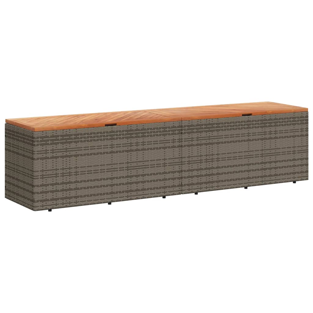 Thumbnail - vidaXL Gartentruhe Grau 220x50x54 cm Poly Rattan Akazienholz