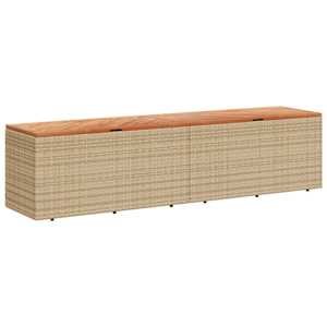 Zahradní úložný box béžový 220 x 50 x 54 cm polyratan a akácie - obrázek 2