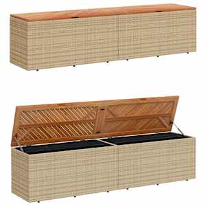Zahradní úložný box béžový 220 x 50 x 54 cm polyratan a akácie - obrázek 7