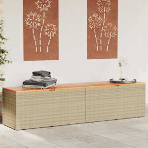Zahradní úložný box béžový 220 x 50 x 54 cm polyratan a akácie - obrázek 1