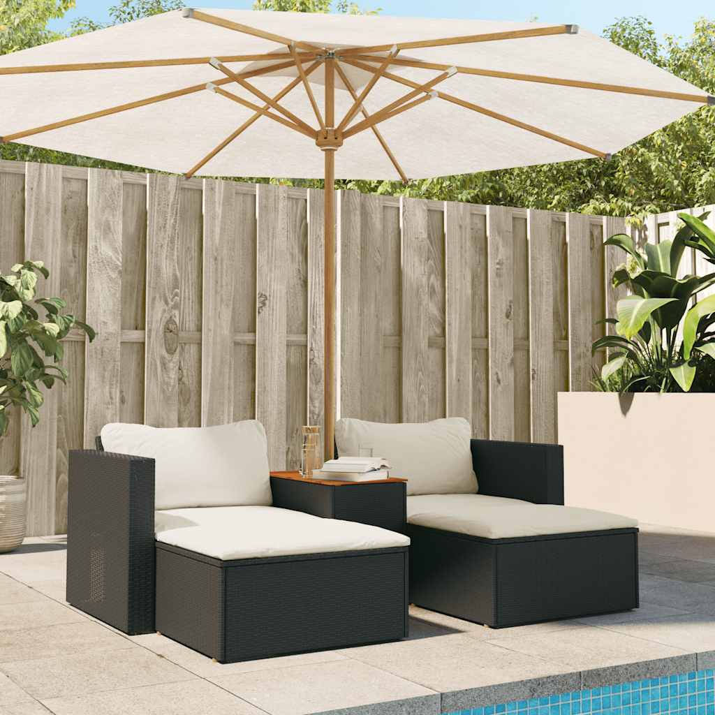 Thumbnail - vidaXL 5tlg. Garten-Sofagarnitur mit Kissen Schwarz Poly Rattan Akazie