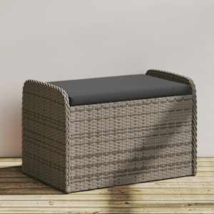 Klop z blazino siva 80x51x52 cm poli ratan