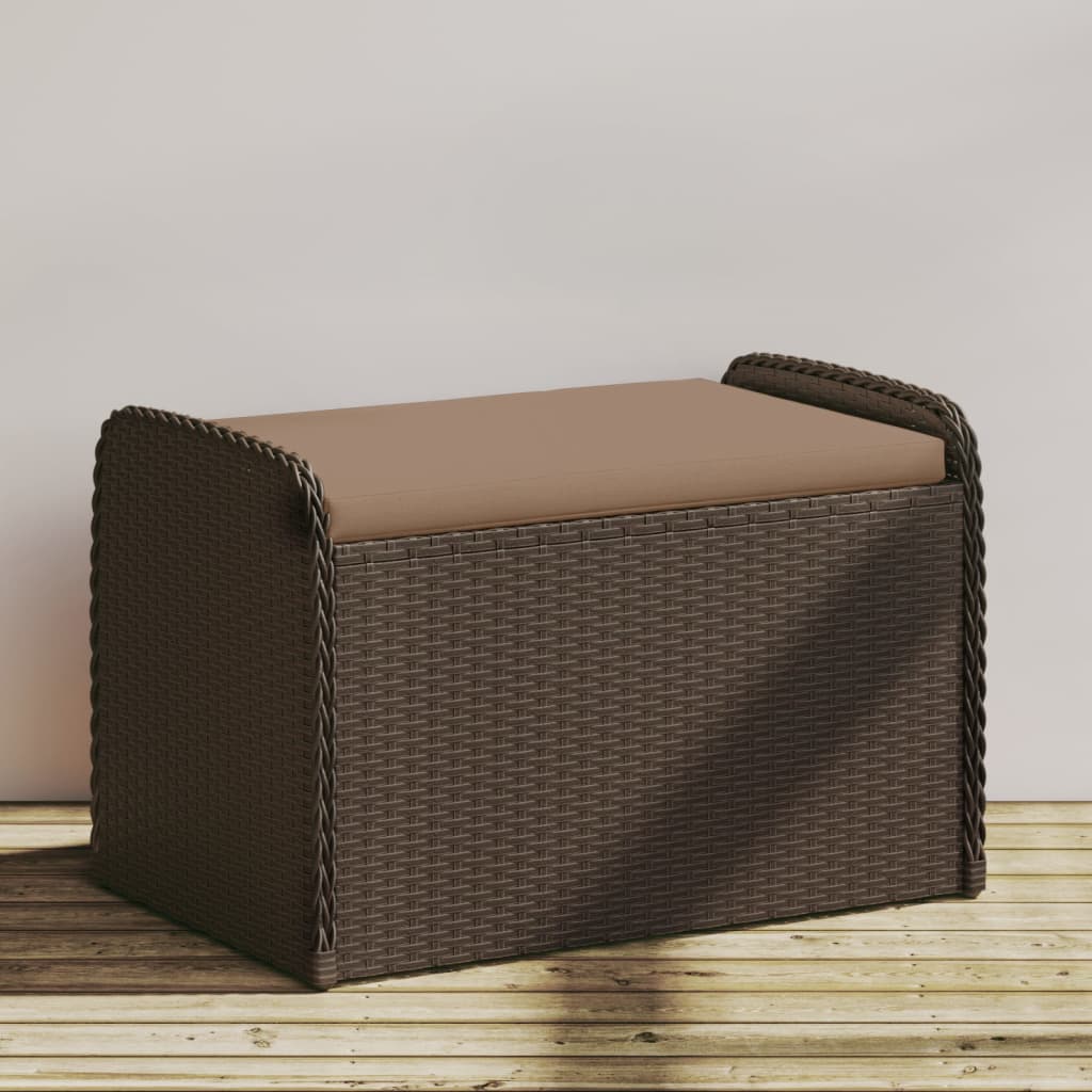 vidaXL opbevaringsbænk med hynde 80x51x52 cm polyrattan brun