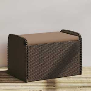 Klop z blazino rjava 80x51x52 cm poli ratan