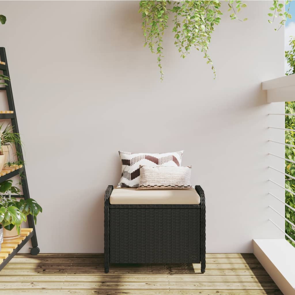vidaXL fekete polyrattan kerti szék párnával 58 x 46 x 46 cm