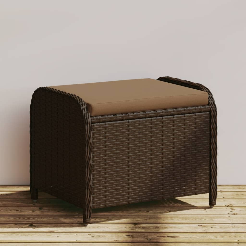 vidaXL Tabouret de jardin avec coussin brun 58x46x46 cm résine tressée