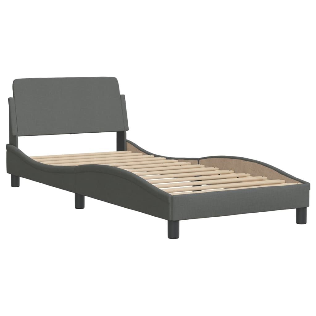 vidaXL Bedframe zonder matras 80x200 cm stof donkergrijs afbeelding