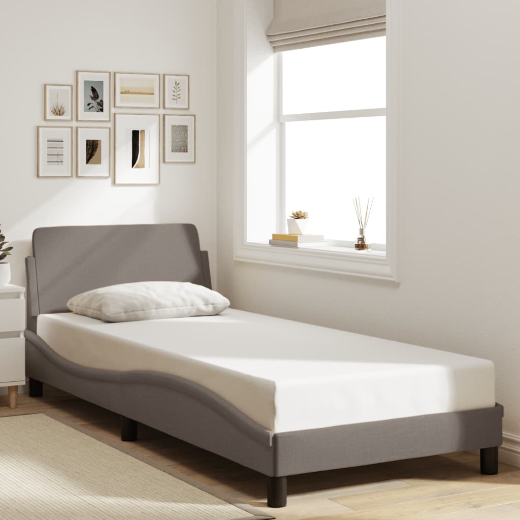 vidaXL Cadru de pat cu tăblie, Dover, taupe, 80x200 cm, textil
