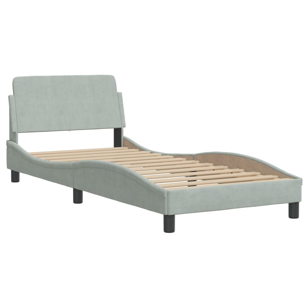 vidaXL Bedframe zonder matras 80x200 cm fluweel lichtgrijs afbeelding