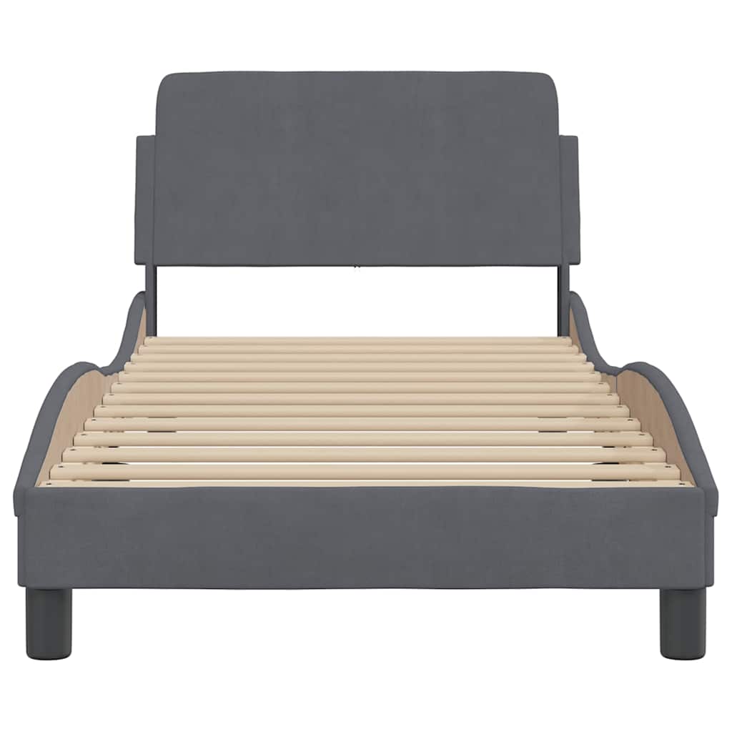 vidaXL Bedframe "Dover" 80x200 cm fluweel donkergrijs grijs, foto 4