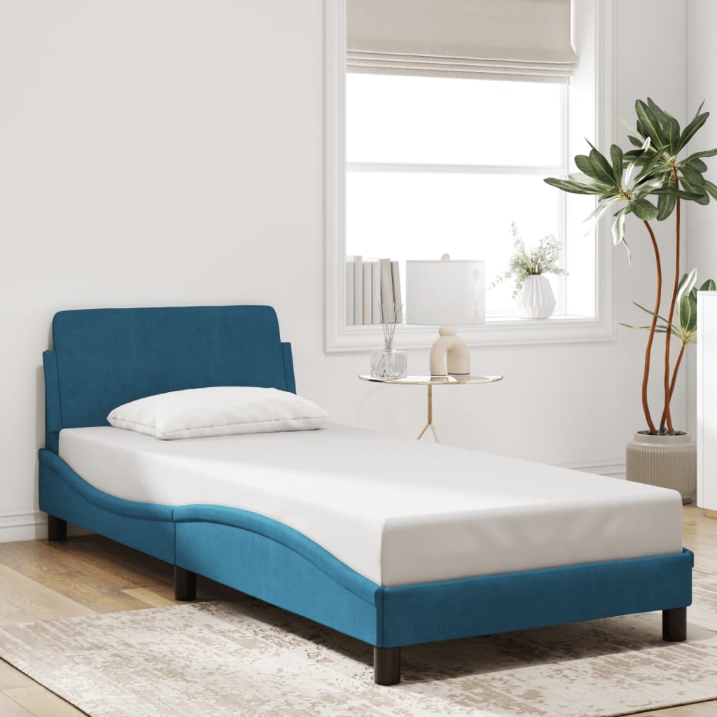 vidaXL Bettgestell mit Kopfteil "Dover" Blau 80x200 cm Samt