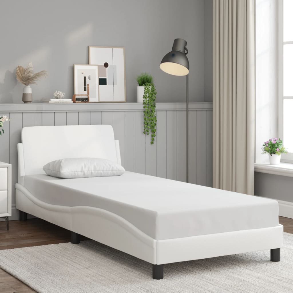 vidaXL Cadru de pat, Dover, alb, 80x200 cm, piele ecologică