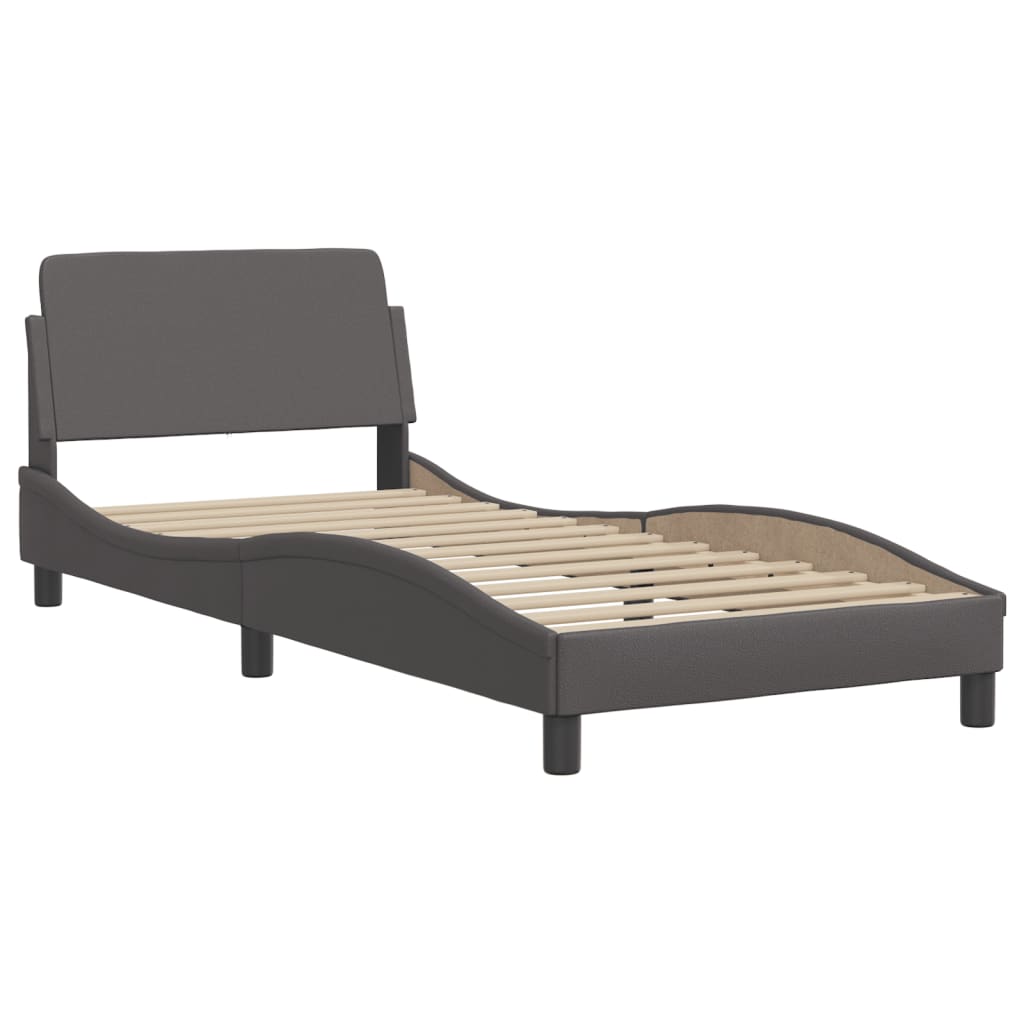 vidaXL Bedframe met hoofdbord kunstleer grijs 80x200 cm afbeelding