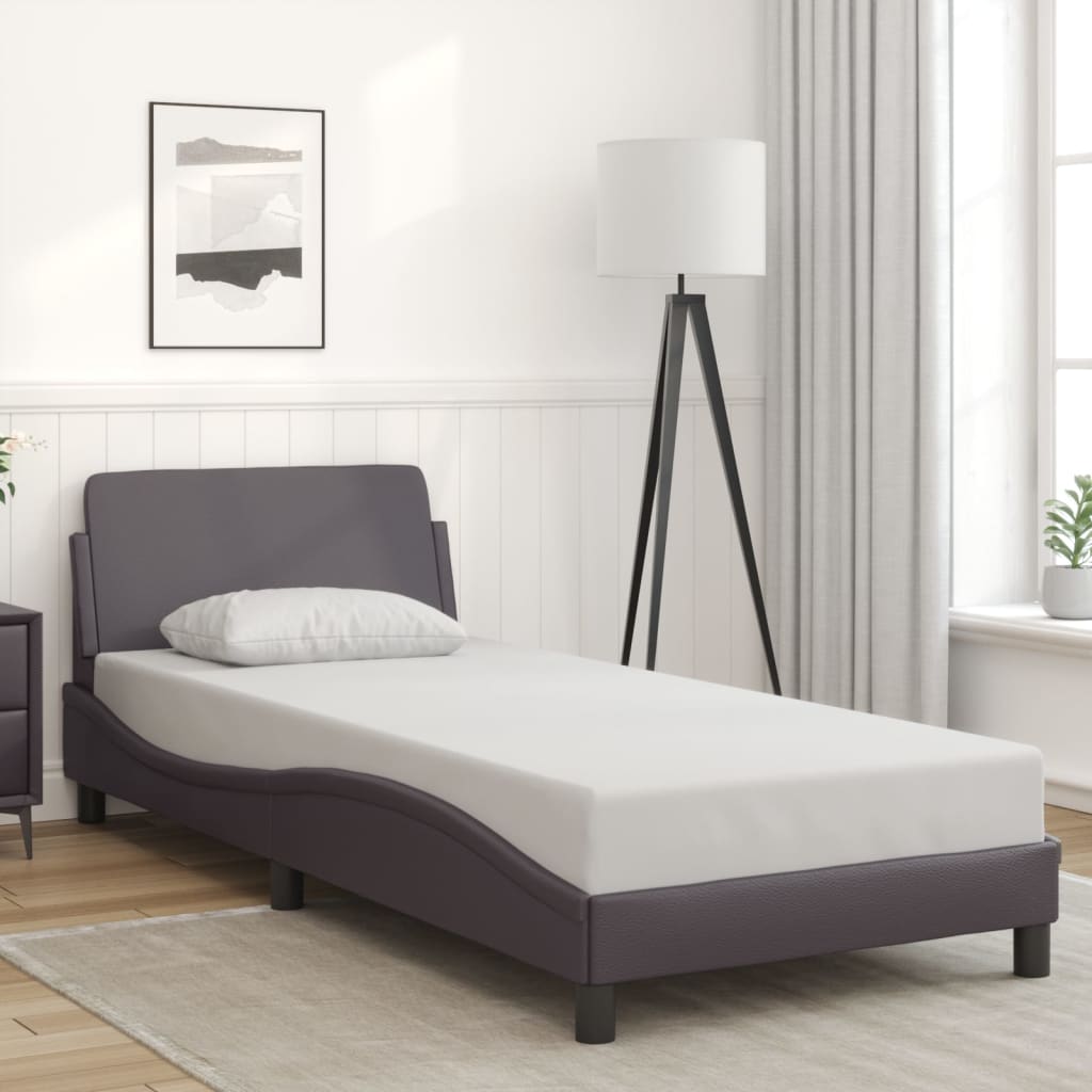 vidaXL Cadru de pat, Dover, gri, 80x200 cm, piele ecologică