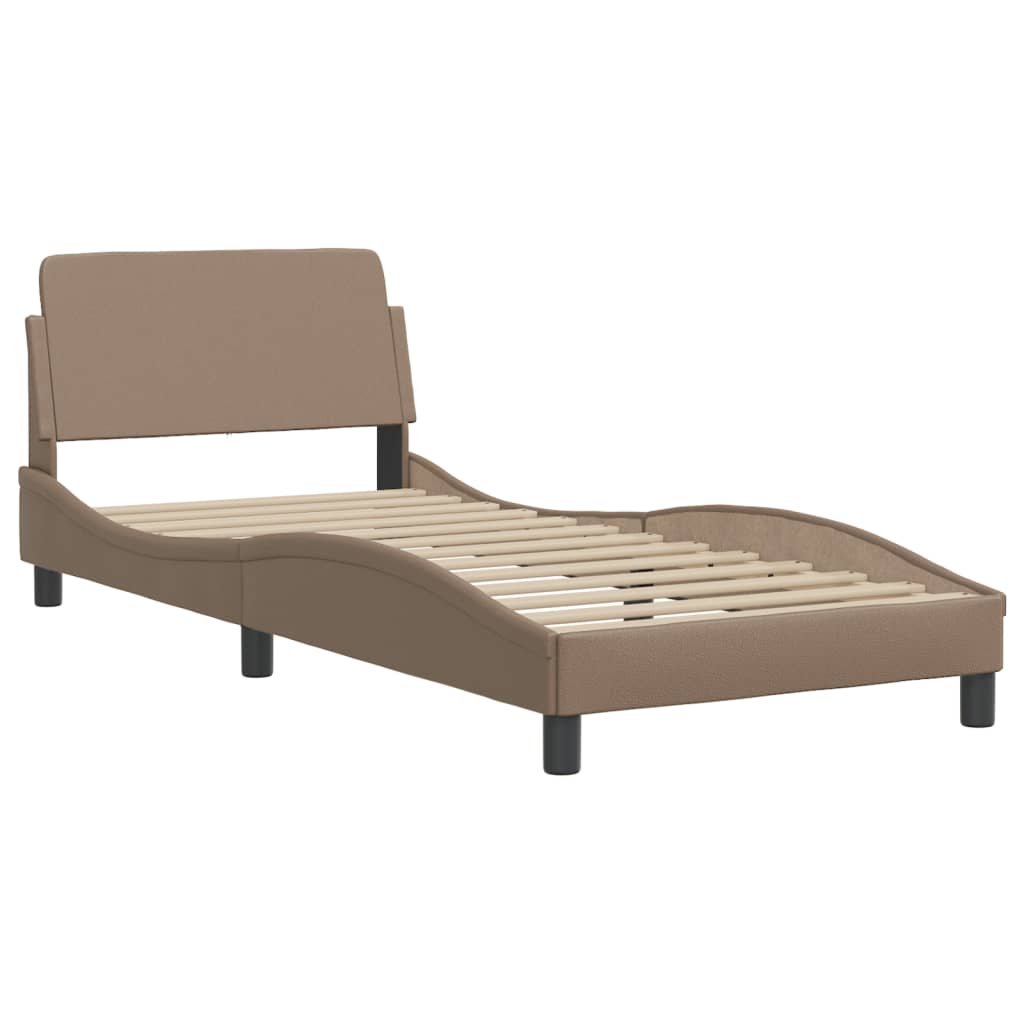 vidaXL Bedframe met hoofdbord kunstleer cappucinnokleurig 80x200 cm afbeelding