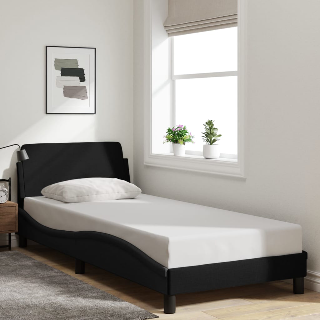 vidaXL Bettgestell mit Kopfteil "Dover" Schwarz 90x190 cm Stoff