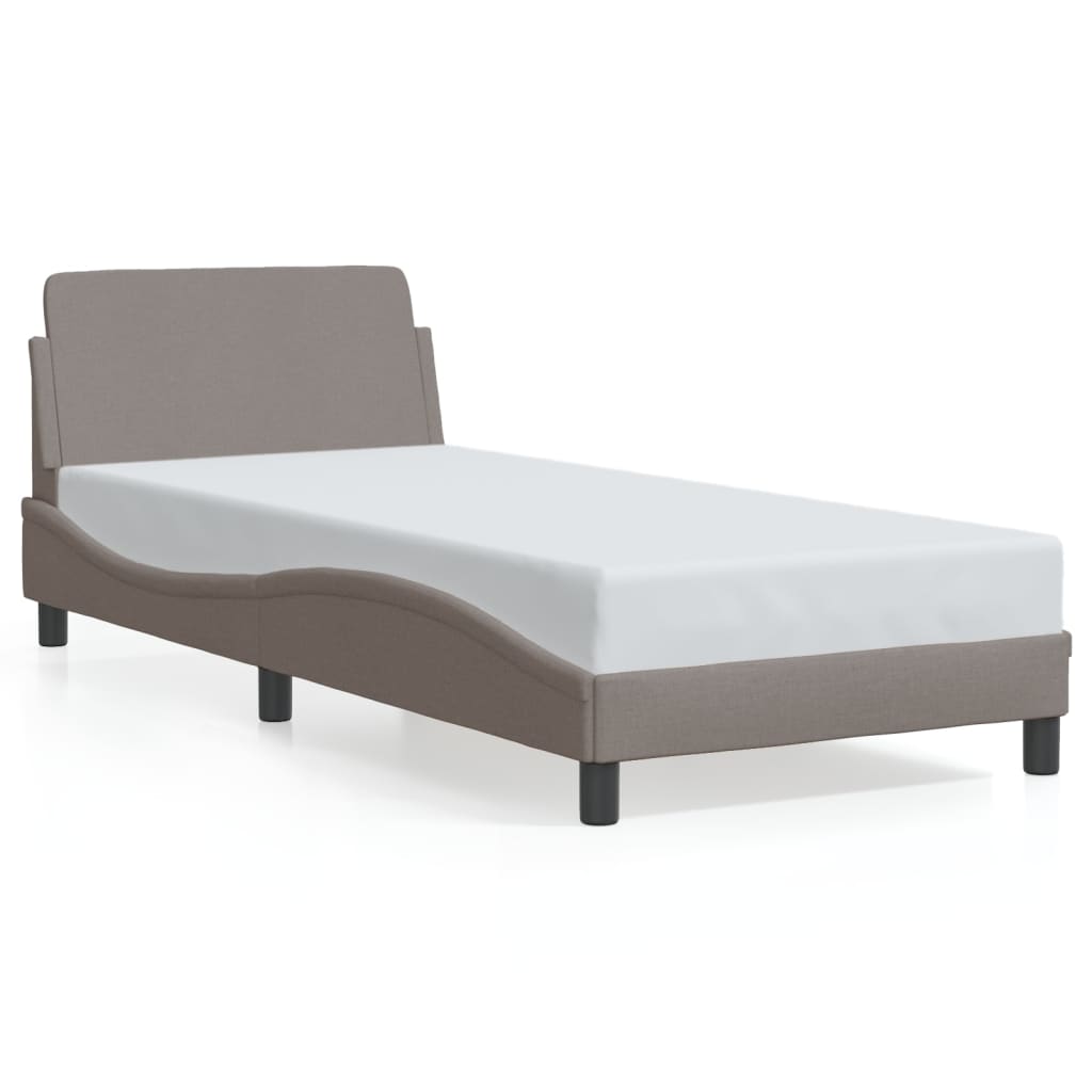 vidaXL Cadru de pat cu tăblie, gri taupe, 90x190 cm, textil