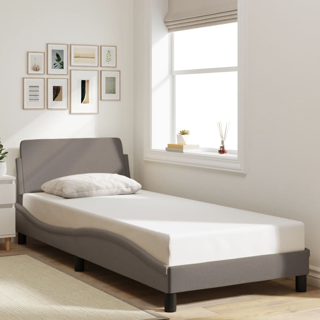 vidaXL Bettgestell mit Kopfteil "Dover" Taupe 90x190 cm Stoff