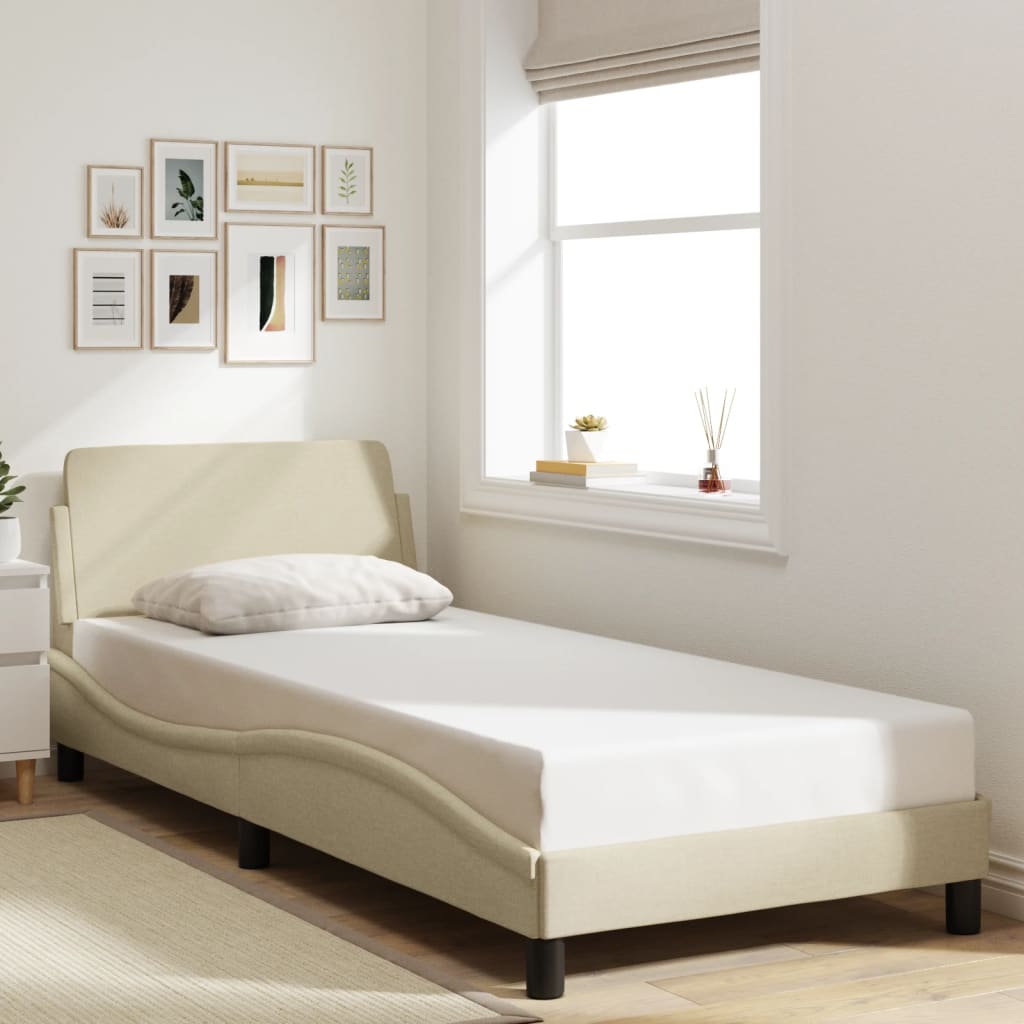 vidaXL Bettgestell mit Kopfteil "Dover" Creme 90x190 cm Stoff