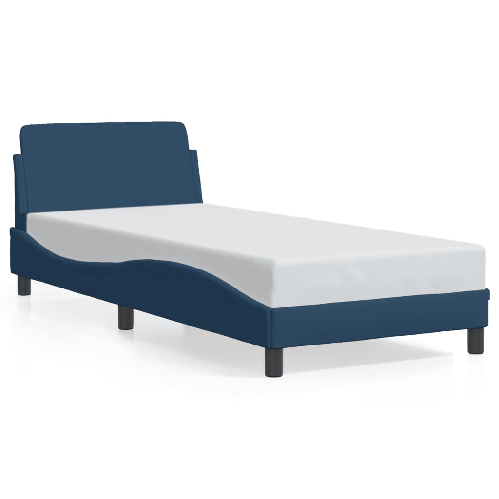 vidaXL Rám postele s čelem bez matrace modrý 90x190 cm textil