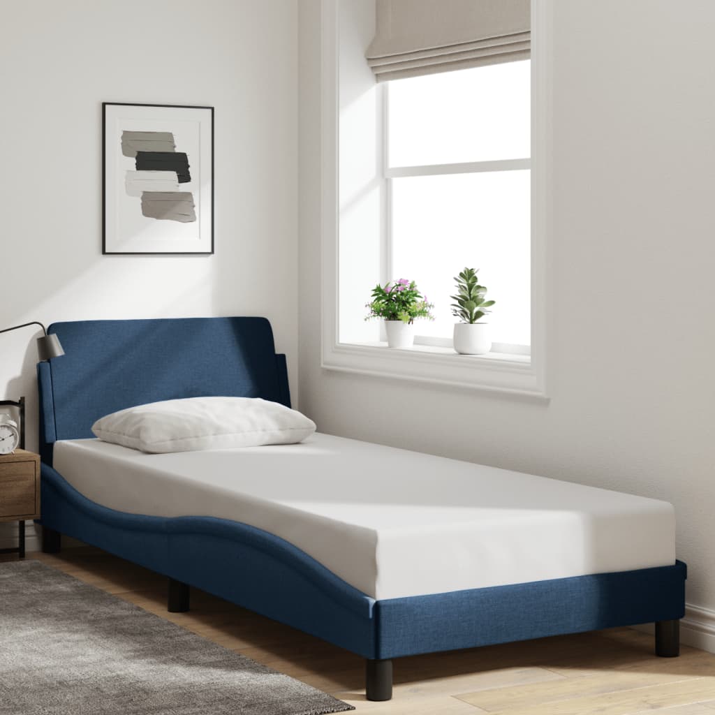 vidaXL Bettgestell mit Kopfteil "Dover" Blau 90x190 cm Stoff