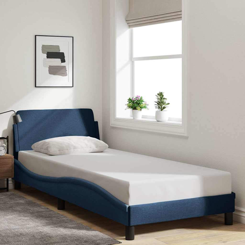vidaXL sengeramme med sengegavl Dover Blå 90x190 cm Stof