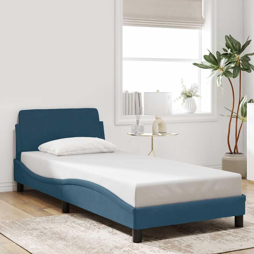 vidaXL sengeramme med sengegavl Dover 90x190 cm fløjl blå