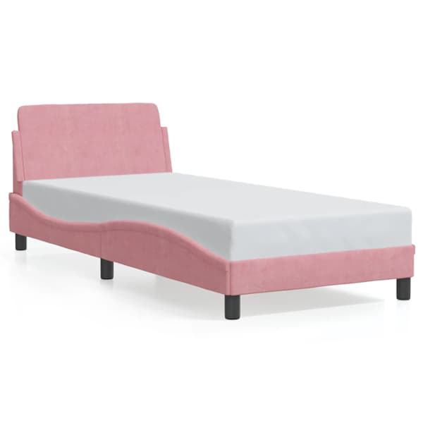 vidaXL voodiraam peatsiga Dover Roosa 90x190 cm samet