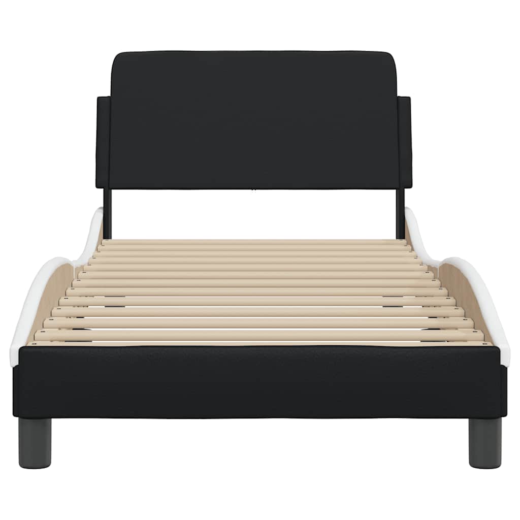 vidaXL Bedframe "Dover" kunstleer zwart en wit 90x190 cm, foto 4