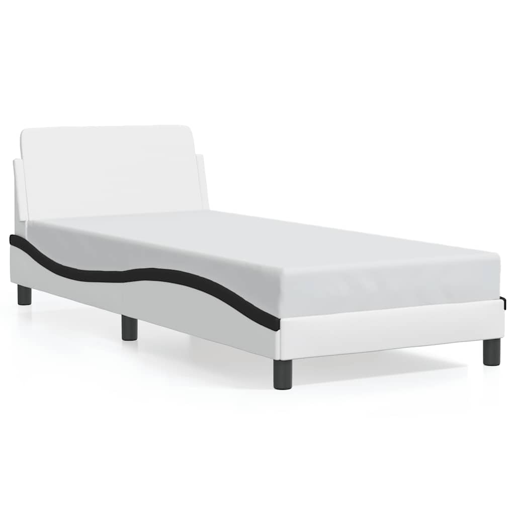 vidaXL Cadru de pat Dover alb și negru 90x190 cm piele artificială