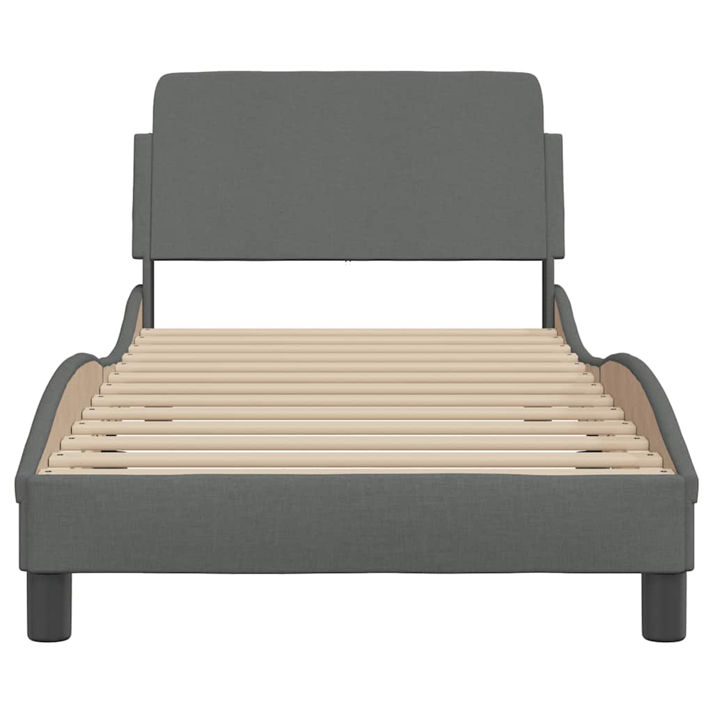 vidaXL Bedframe "Dover" 90x200 cm stof donkergrijs grijs, foto 4